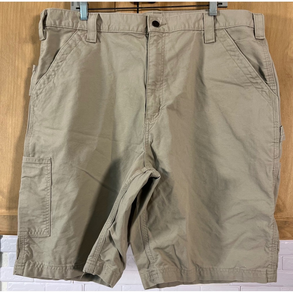 Carhartt Carpenter Shorts Mens 40 Tan B147 Canvas Workwear Utility